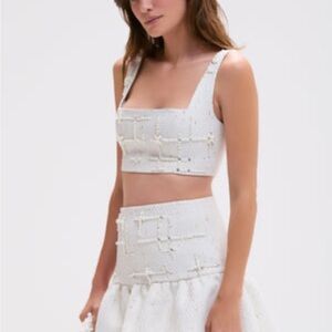 PatBO Pearl Tweed Set - Crop Top and Mini Skirt